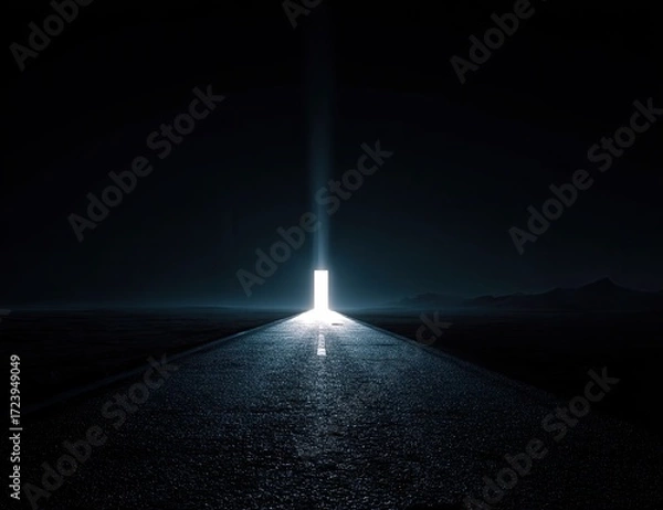 Obraz Empty road leading to a luminous portal