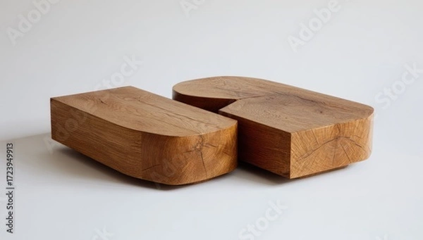 Obraz Two curved wooden coffee tables