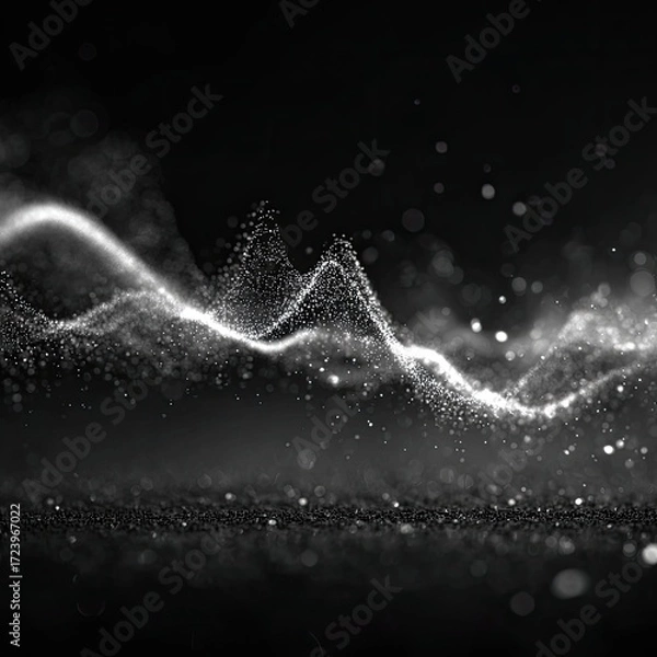 Fototapeta Abstract grayscale digital wave pattern