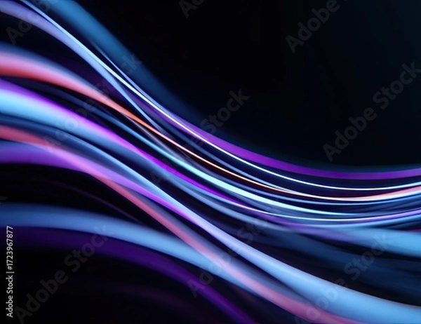 Fototapeta Abstract flowing ribbons of vibrant colors on a dark background