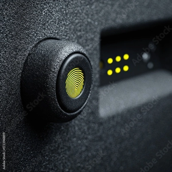 Fototapeta Close-up of a black security button