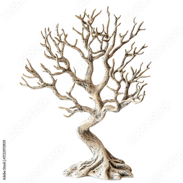 Fototapeta Intricate white coral tree sculpture with detailed branches isolated on transparent background