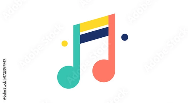 Fototapeta Colorful isometric musical eighth notes icon design.