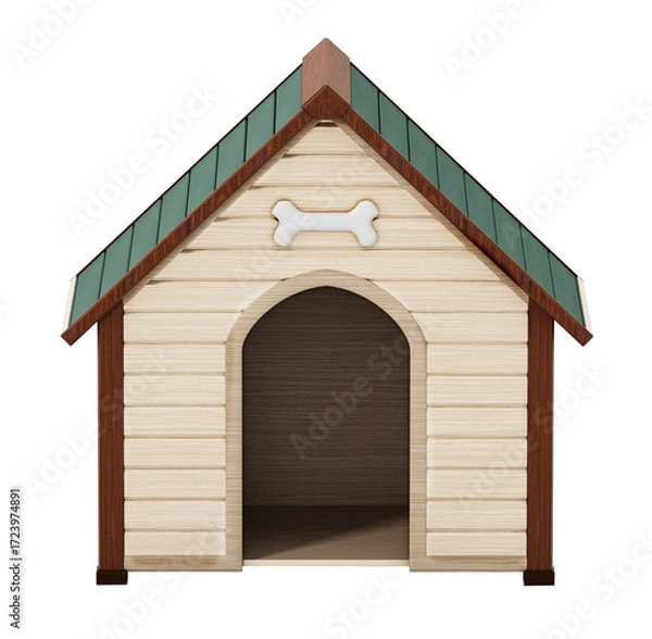 Fototapeta Doghouse on transparent background. 3D illustration