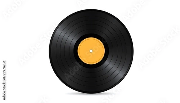 Obraz Black vinyl record with yellow center