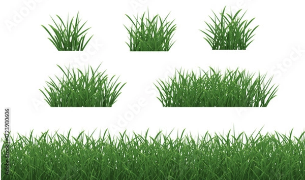 Fototapeta Grass Borders Set With Isolated White Background