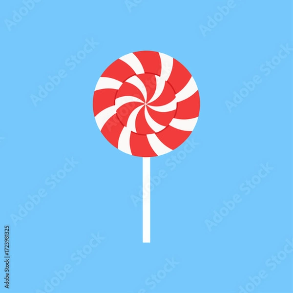 Fototapeta Classic round lollipop with swirling red and white pattern