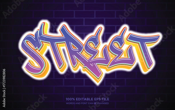 Fototapeta Urban graffiti 3D editable text style effect
