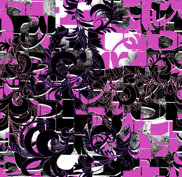 Fototapeta Graphic seamless background. Grunge texture with a beautiful pattern. For fabric, paper, and more. Art texture. Hand-drawn lines, splashes of paint, and blurred effects. Grunge texture.Grunge design.