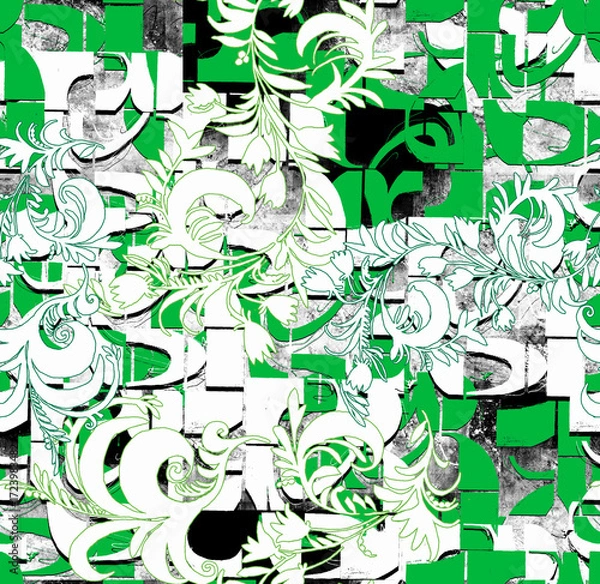 Fototapeta Graphic seamless background. Grunge texture with a beautiful pattern. For fabric, paper, and more. Art texture. Hand-drawn lines, splashes of paint, and blurred effects. Grunge texture.Grunge design.