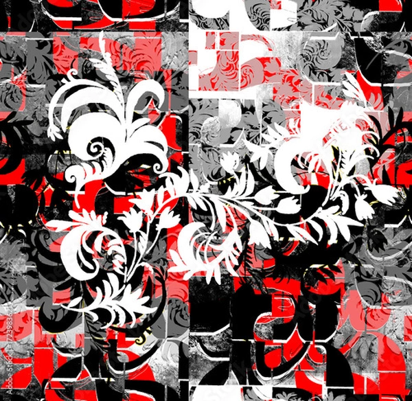 Fototapeta Graphic seamless background. Grunge texture with a beautiful pattern. For fabric, paper, and more. Art texture. Hand-drawn lines, splashes of paint, and blurred effects. Grunge texture.Grunge design.