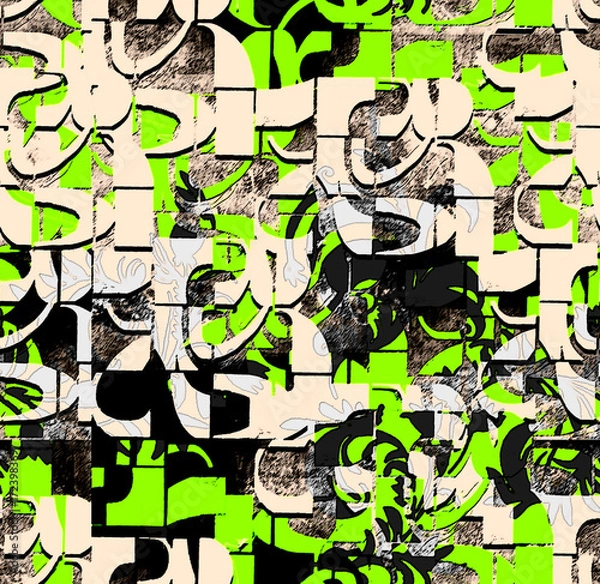 Fototapeta Graphic seamless background. Grunge texture with a beautiful pattern. For fabric, paper, and more. Art texture. Hand-drawn lines, splashes of paint, and blurred effects. Grunge texture.Grunge design.