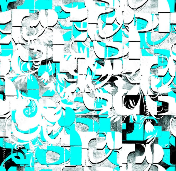Fototapeta Graphic seamless background. Grunge texture with a beautiful pattern. For fabric, paper, and more. Art texture. Hand-drawn lines, splashes of paint, and blurred effects. Grunge texture.Grunge design.