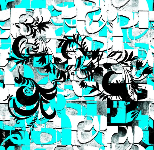 Fototapeta Graphic seamless background. Grunge texture with a beautiful pattern. For fabric, paper, and more. Art texture. Hand-drawn lines, splashes of paint, and blurred effects. Grunge texture.Grunge design.