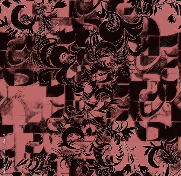 Fototapeta Graphic seamless background. Grunge texture with a beautiful pattern. For fabric, paper, and more. Art texture. Hand-drawn lines, splashes of paint, and blurred effects. Grunge texture.Grunge design.