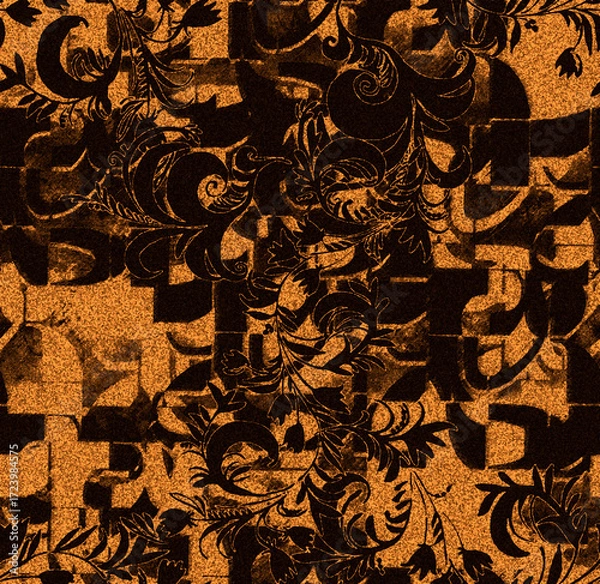 Fototapeta Graphic seamless background. Grunge texture with a beautiful pattern. For fabric, paper, and more. Art texture. Hand-drawn lines, splashes of paint, and blurred effects. Grunge texture.Grunge design.