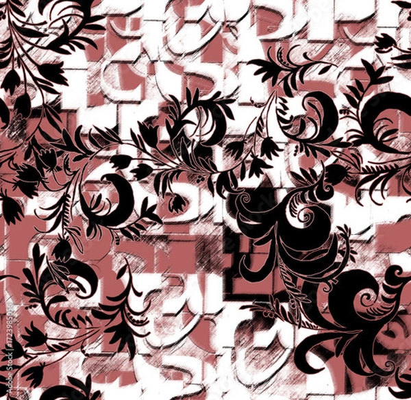 Fototapeta Graphic seamless background. Grunge texture with a beautiful pattern. For fabric, paper, and more. Art texture. Hand-drawn lines, splashes of paint, and blurred effects. Grunge texture.Grunge design.