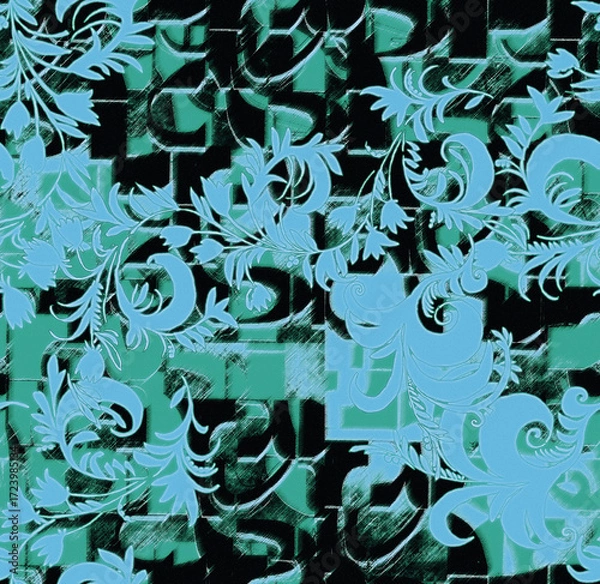 Fototapeta Graphic seamless background. Grunge texture with a beautiful pattern. For fabric, paper, and more. Art texture. Hand-drawn lines, splashes of paint, and blurred effects. Grunge texture.Grunge design.