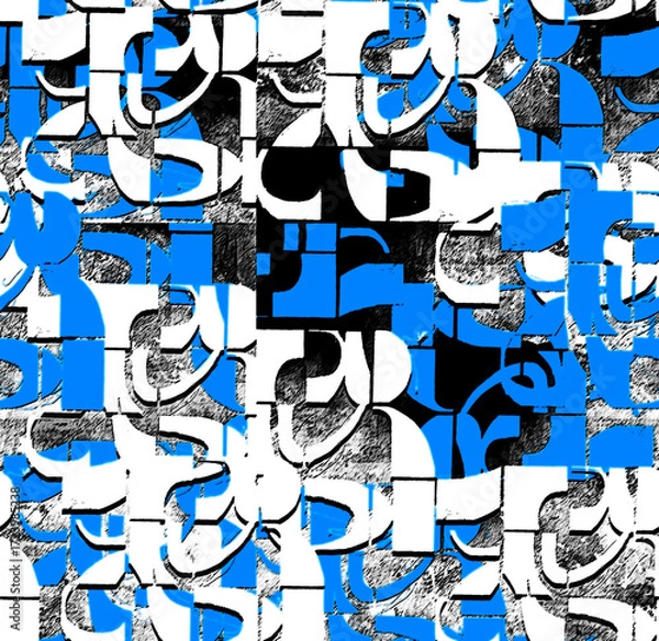 Fototapeta Graphic seamless background. Grunge texture with a beautiful pattern. For fabric, paper, and more. Art texture. Hand-drawn lines, splashes of paint, and blurred effects. Grunge texture.Grunge design.
