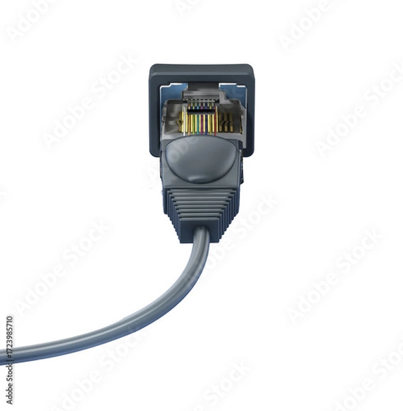 Fototapeta Rj45 plug on transparent background. 3D illustration