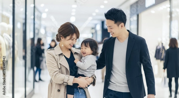 Obraz ショッピングモールで買い物をする家族