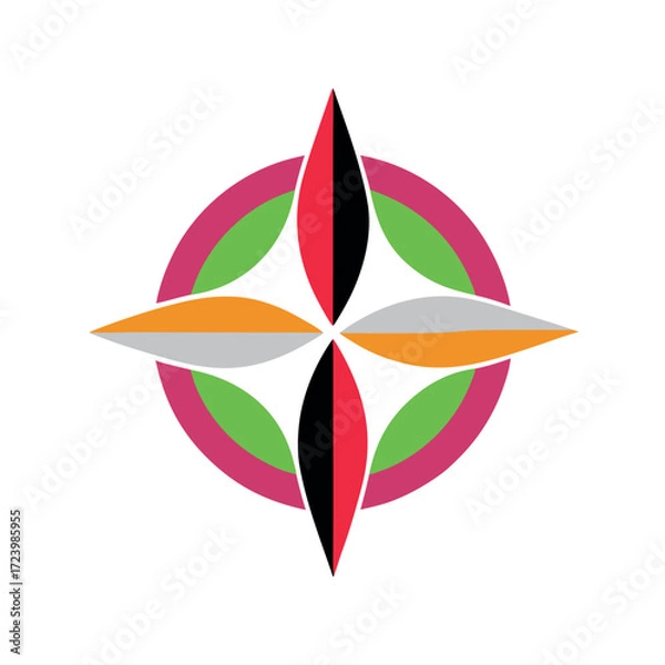 Obraz colorful leaf compass logo design star logo icon on white background