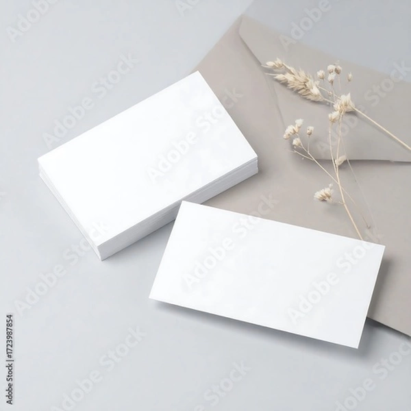 Obraz Blank business cards on a gray surface