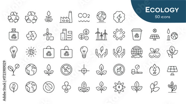 Fototapeta Ecology related line art icons collection nature environment