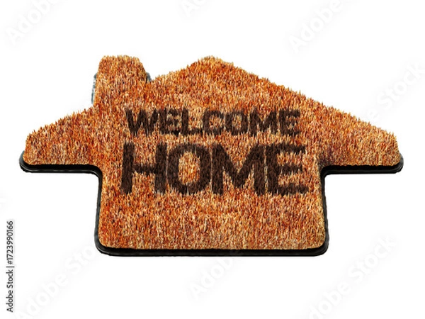 Fototapeta Welcome home doormat on transparent background. 3D illustration