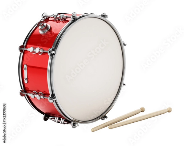 Fototapeta Snare drum set on transparent background. 3D illustration