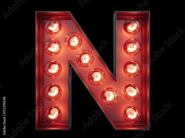 Fototapeta Light bulb alphabet character N font
