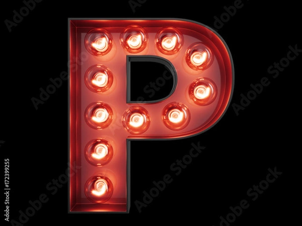 Fototapeta Light bulb alphabet character P font