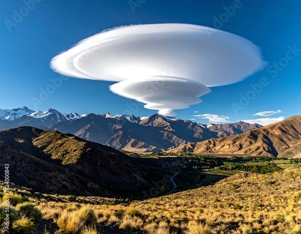 Obraz Dramatic clouds over a mountain valley