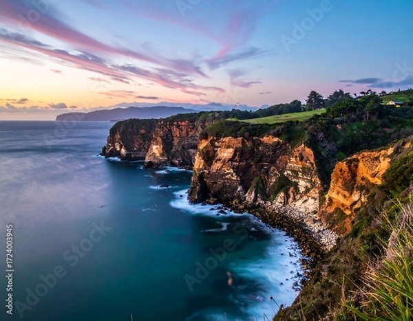 Obraz Dramatic coastal cliffs at sunset