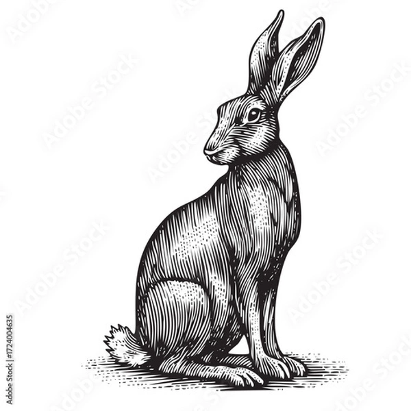 Obraz Vintage Engraving Rabbit Illustration