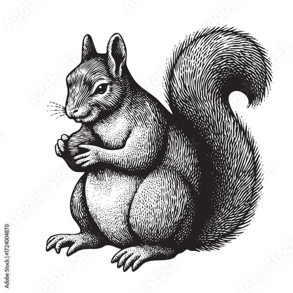 Obraz Squirrel vintage engraving