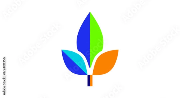 Fototapeta Vibrant abstract leaf logo design with multiple colors representing growth and nature.