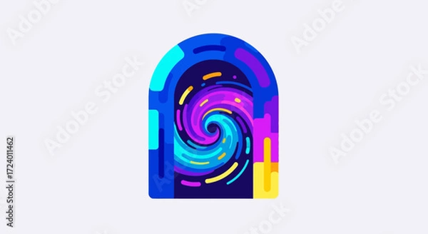 Fototapeta Vibrant Abstract Swirl in Archway with Dynamic Colors and Modern Design.