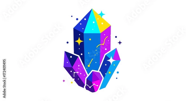 Fototapeta Vibrant and Colorful Crystal Cluster with Sparkling Accents.
