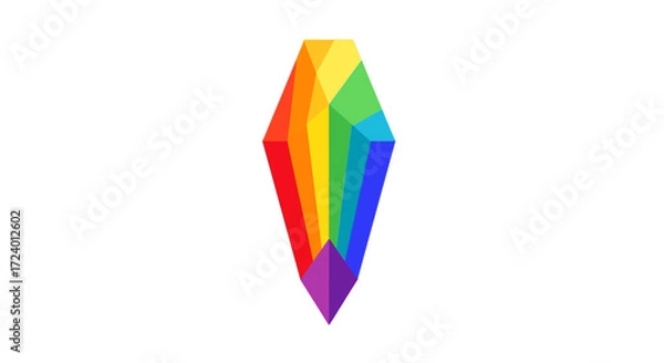 Fototapeta Vibrant Rainbow Plumbob Gemstone Isolated on White Background.