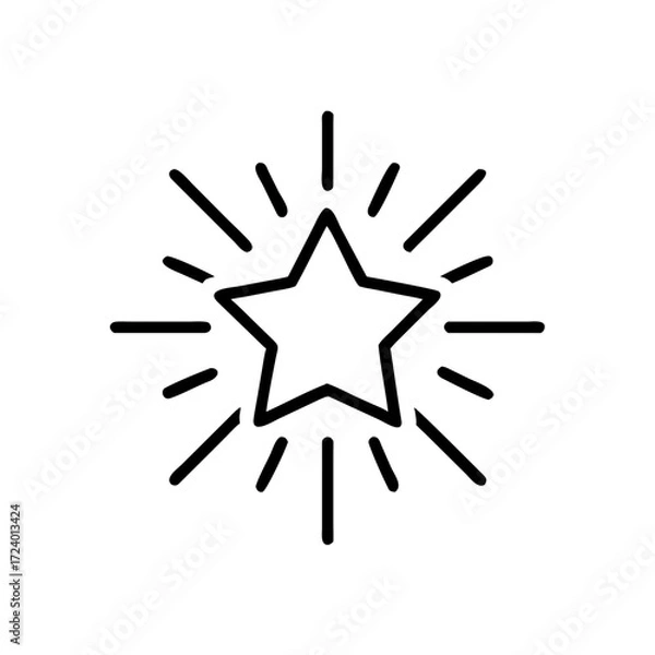 Fototapeta Star icon with rays symbolizing mental health and mindfulness apps  
