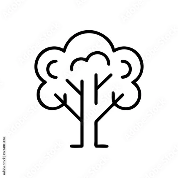 Fototapeta Outlined tree illustration symbolizing nature and mindfulness concepts  
