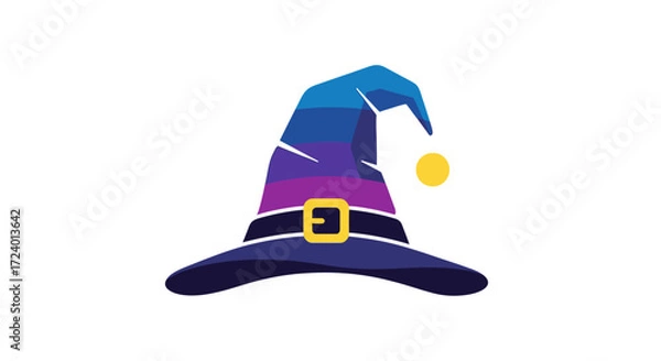 Fototapeta Whimsical Wizard Hat with Buckle and Pom-Pom.
