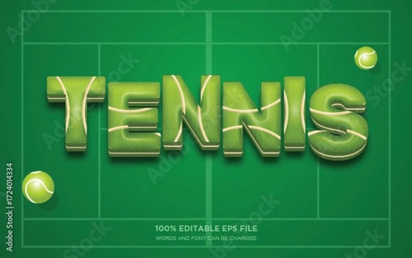 Fototapeta Tennis 3D editable text style effect