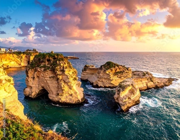 Obraz Dramatic coastal sunset