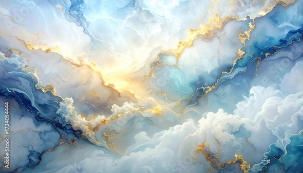 Fototapeta A moody image depicting an ethereal spiritual vibe, featuring a soft, delicate light aura and mystical feeling with low contrast, evoking a sense of serenity and calmness. A colorful white marble patt