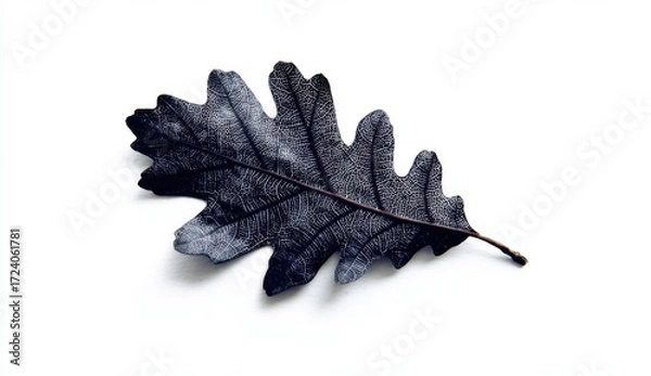 Obraz A single dark oak leaf, isolated on a white background