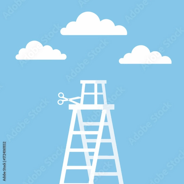 Fototapeta gemini-2_5-flash-image-preview_A_minimalist__vector-style_illustration_depicting_a_white_A-frame_ladder_with_a_simple_stool_on_its_-1_518af75f-c7db-4877-990e-4c25b5718cca_traced