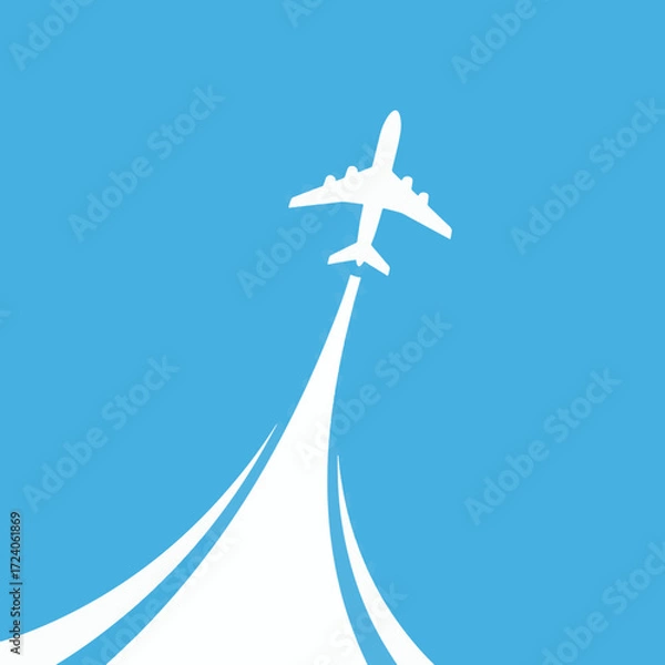 Fototapeta gemini-2_5-flash-image-preview_A_minimalist__vector-style_illustration_of_a_white_airplane_ascending_sharply_into_a_clear__vibrant-0_707387fd-d2f7-48a1-9c6f-030d7dc99d72_traced