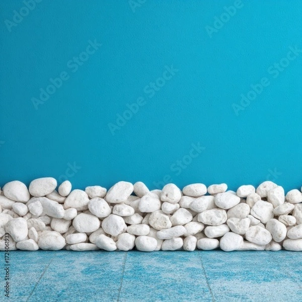 Obraz Simple arrangement of white stones against a teal background